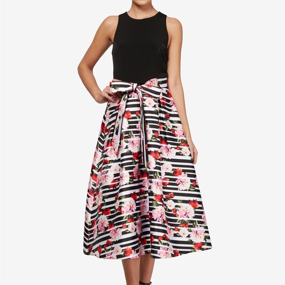 SL Fashions Dresses & Skirts - SL Fashions Contrast Fit & Flare Midi Dress